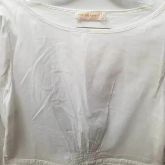 Tory Burch  Bateau 3/4 Sleeve Blouse White Eyelet 100% Cotton 8 - Picture 13 of 14